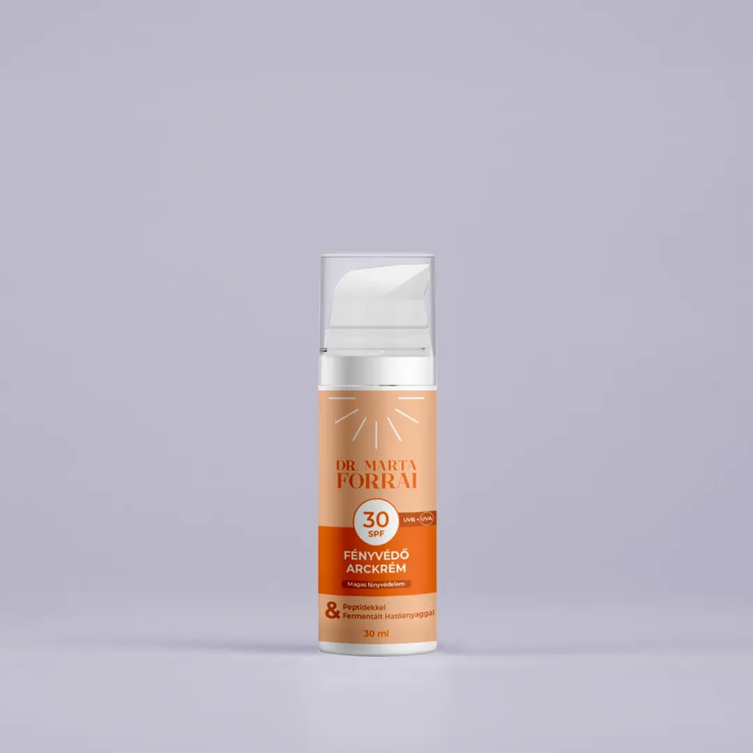 Fényvédő Krém SPF 30 Peptidekkel és Fermentált Hatóanyaggal