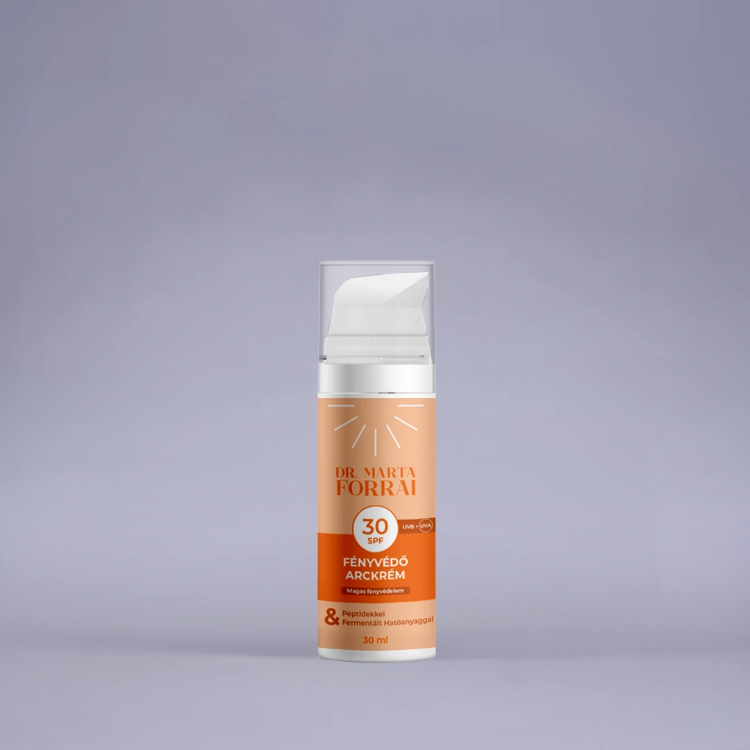 Fényvédő Krém SPF 30 Peptidekkel és Fermentált Hatóanyaggal